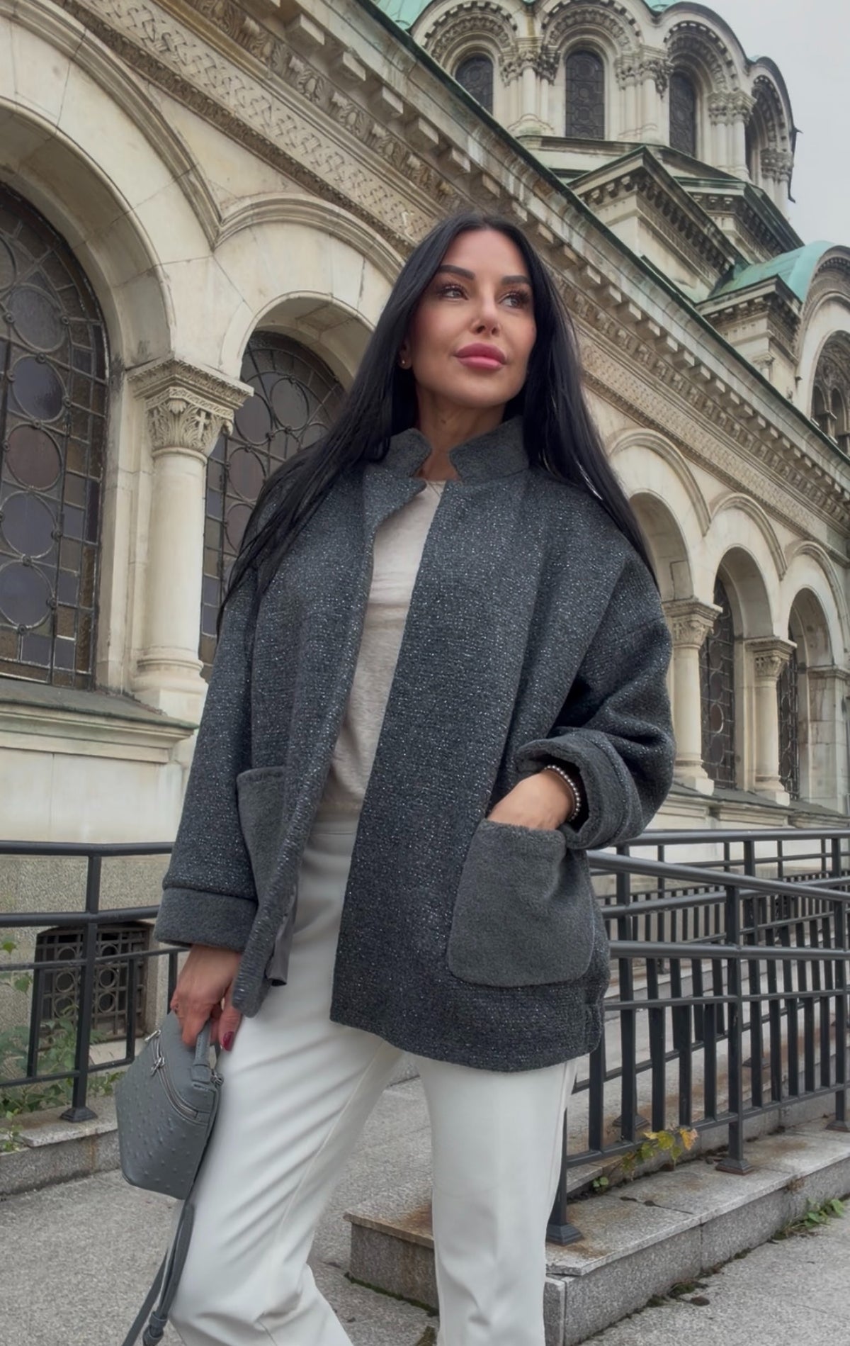 Silver Grey Mink Cardigan