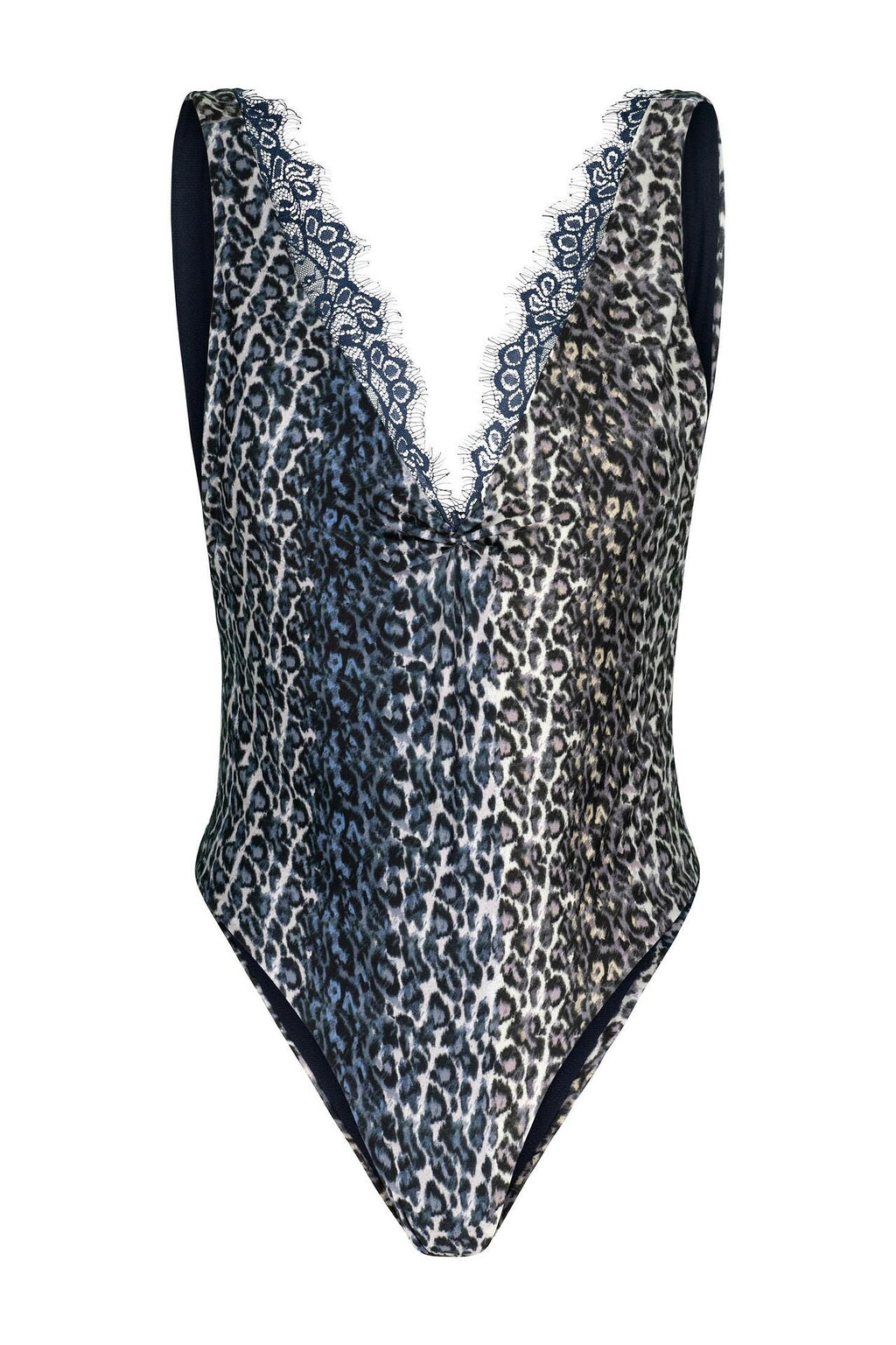 One piece Swimming suit Blue Leopard