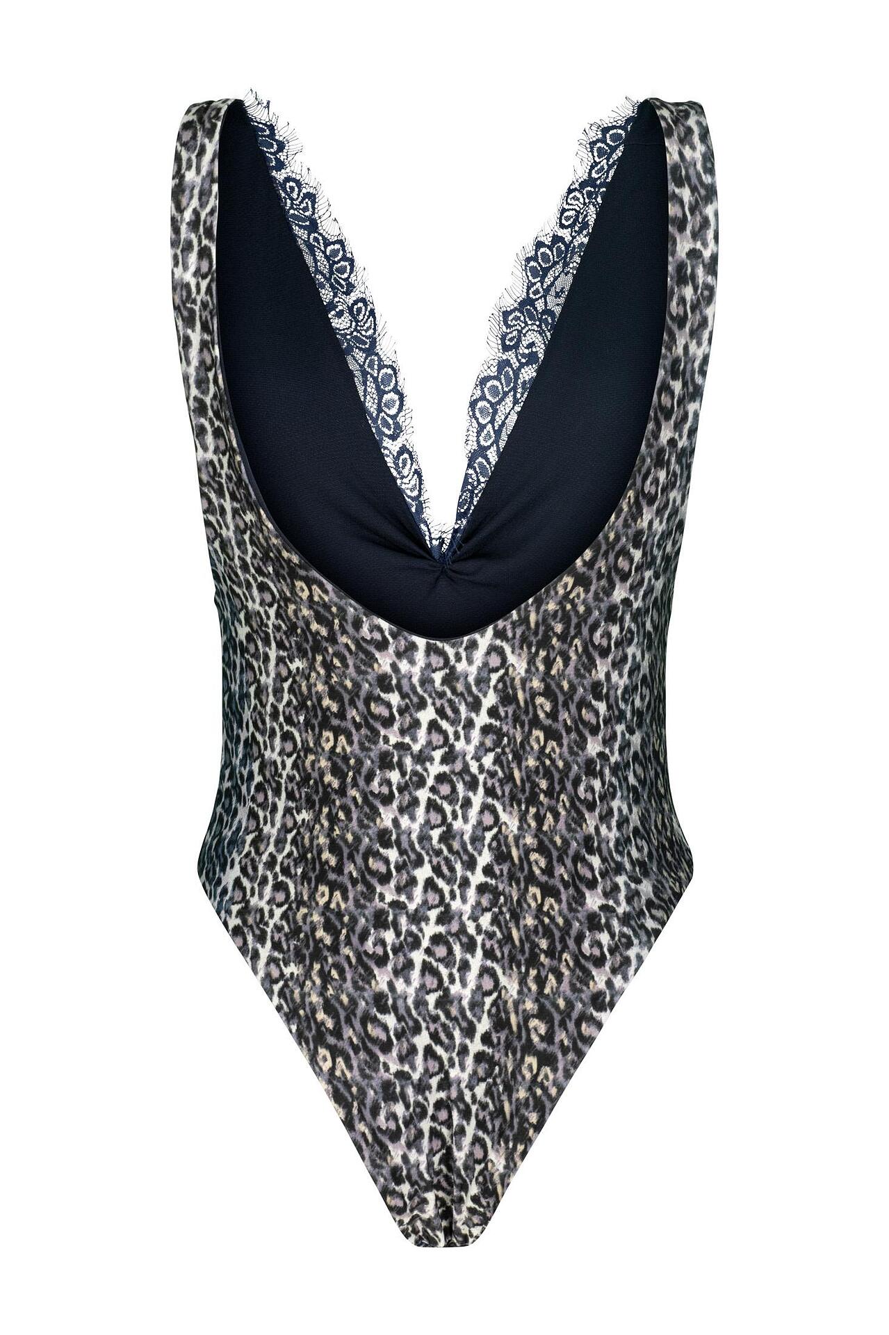 One piece Swimming suit Blue Leopard