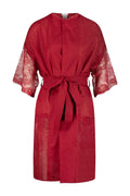 Lace & Linen Long Shirt Red Coral