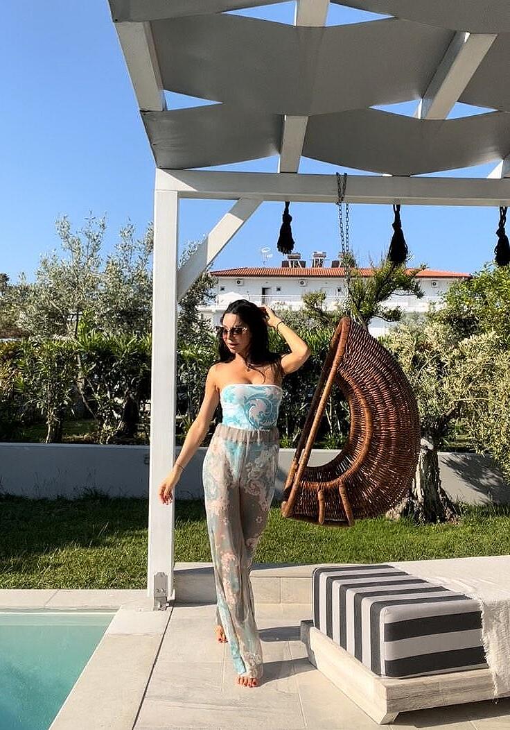 Silk trousers Blue Whisper