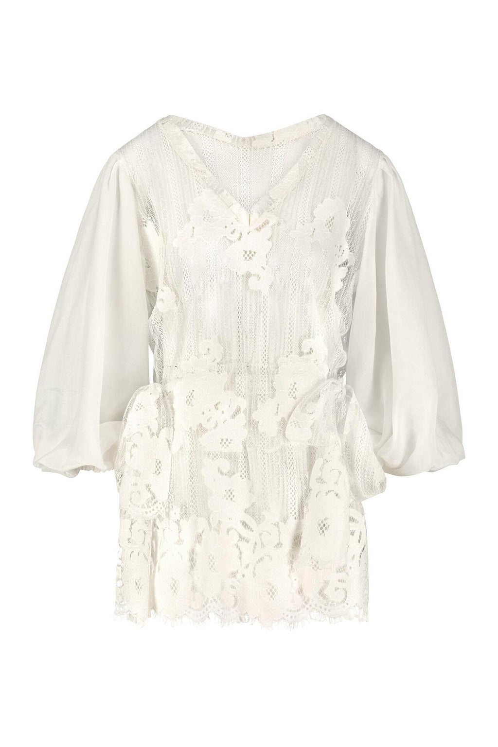 Silk & Lace Shirt White Pearl