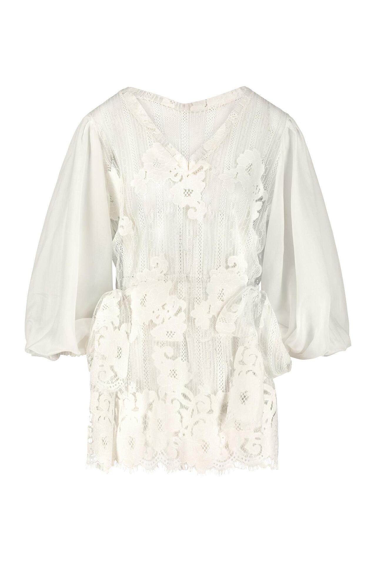 Silk & Lace Shirt White Pearl