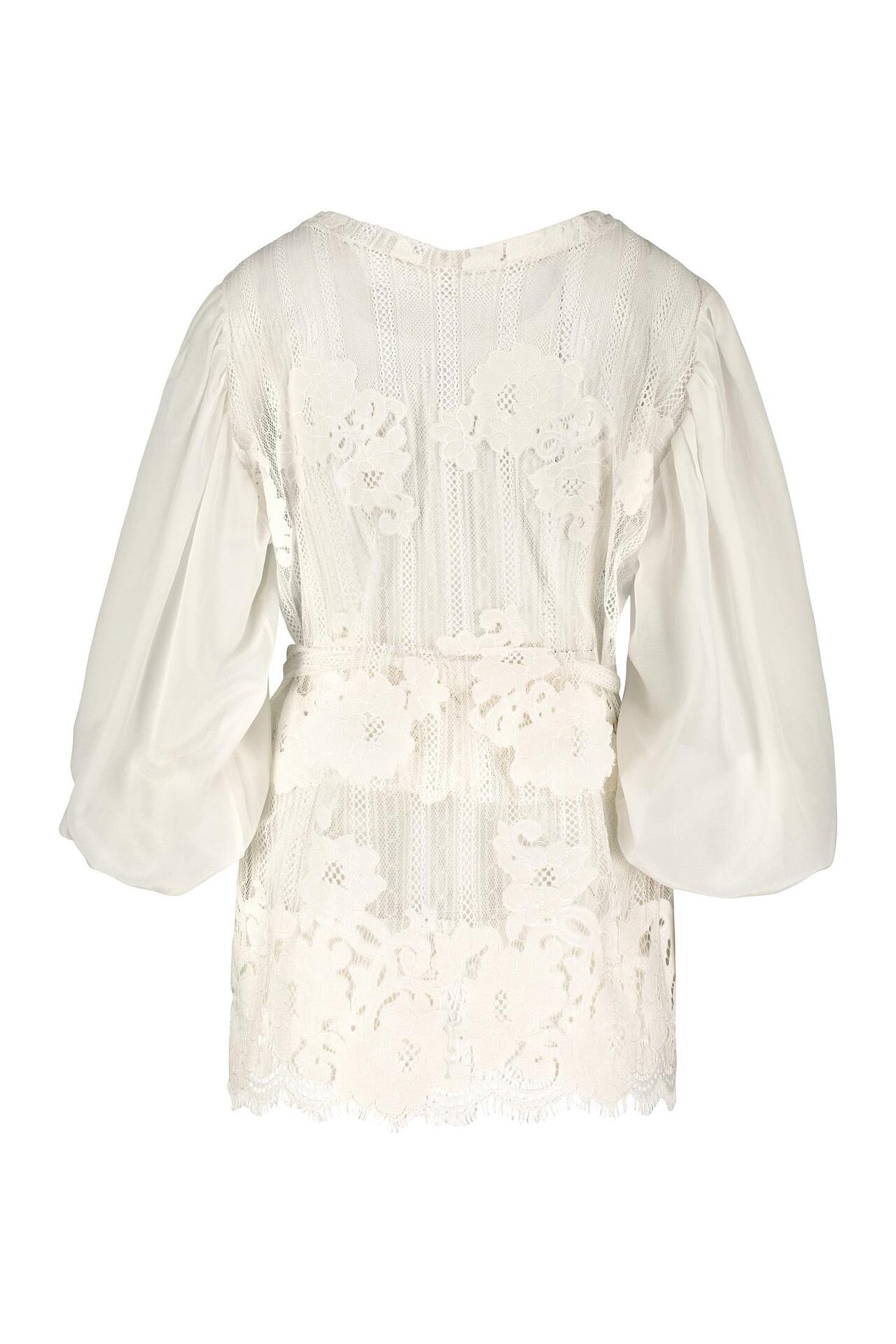 Silk & Lace Shirt White Pearl