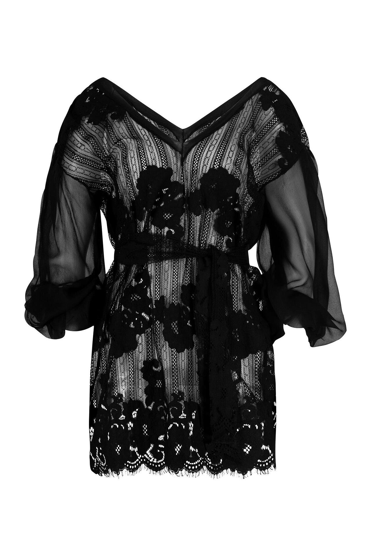 Silk & Lace Shirt Black Pearl