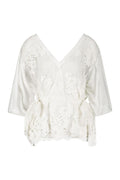 Silk & Lace Short Shirt White Pearl