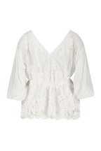 Silk & Lace Short Shirt White Pearl